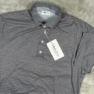 Collars and Co Polo Shirt Mens Medium Black Geometric Performance Short Sleeve